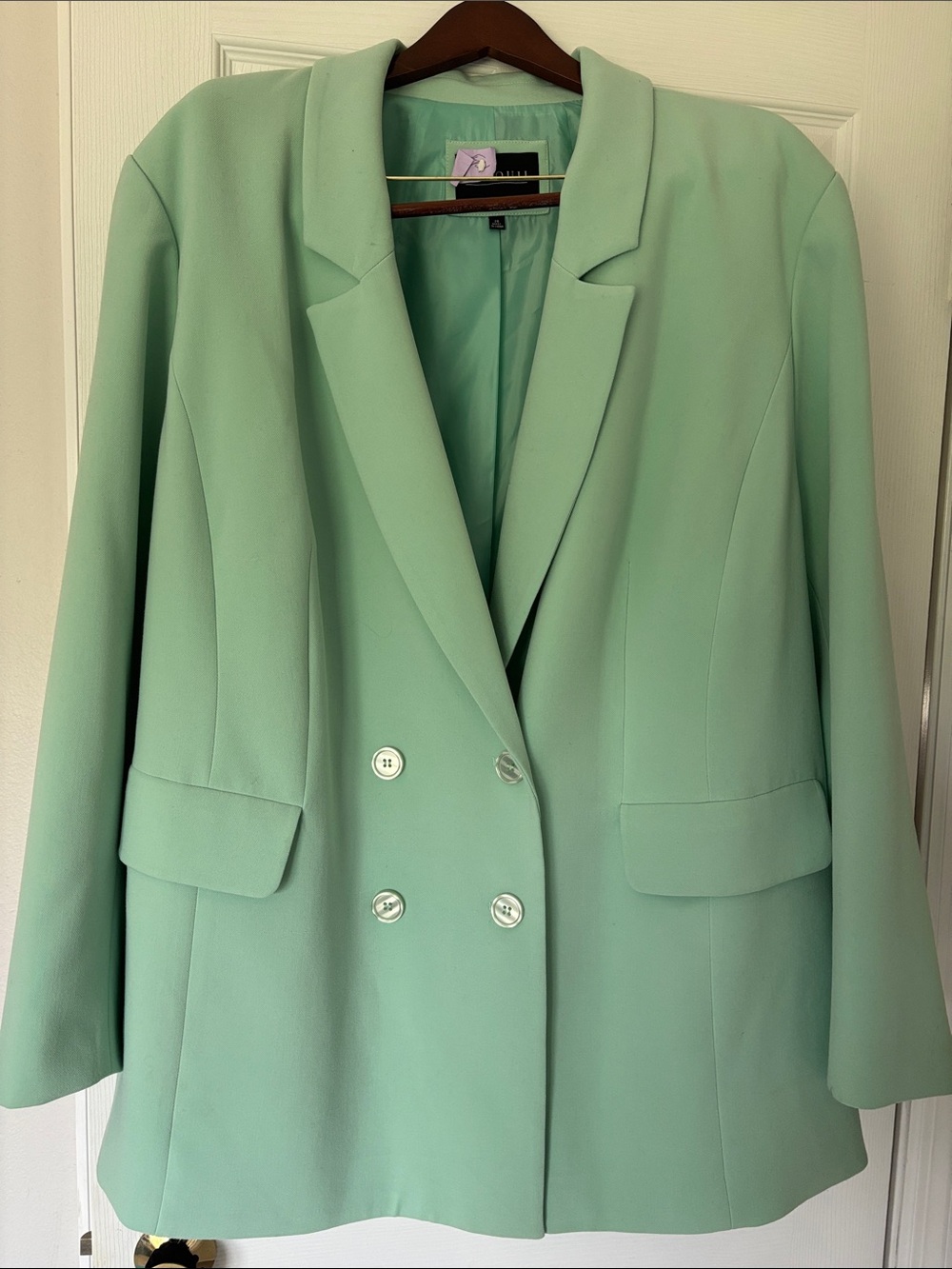 Eloquii Mint Green Double-Breasted Blazer
